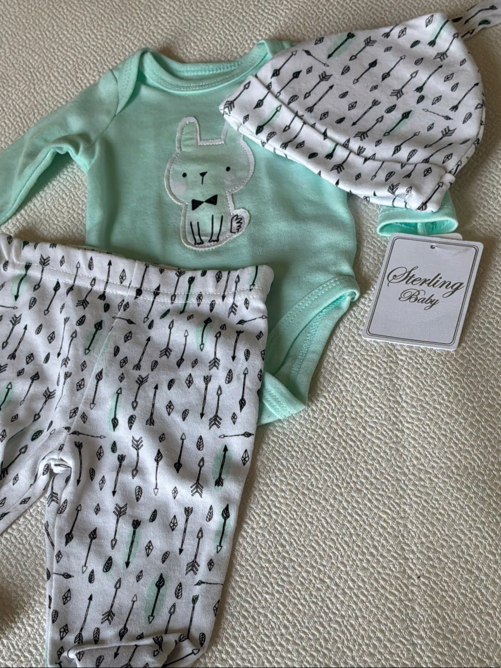 Sterling Baby Mint Green & White Arrow Baby Matching Set
